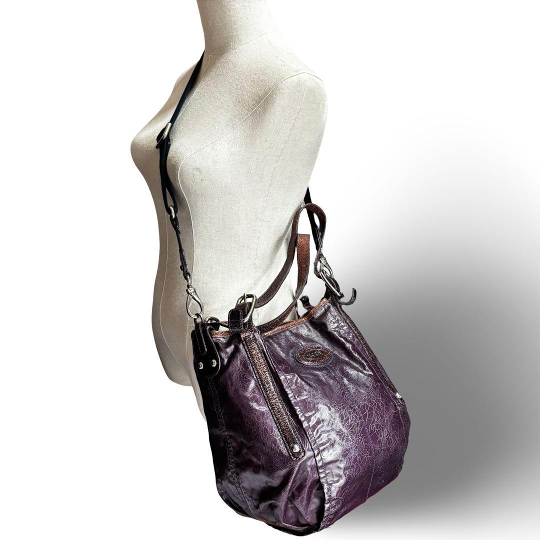 【2点】トッズ　Gバッグ　2way ショルダーバッグ　ハンド　レザー　紫