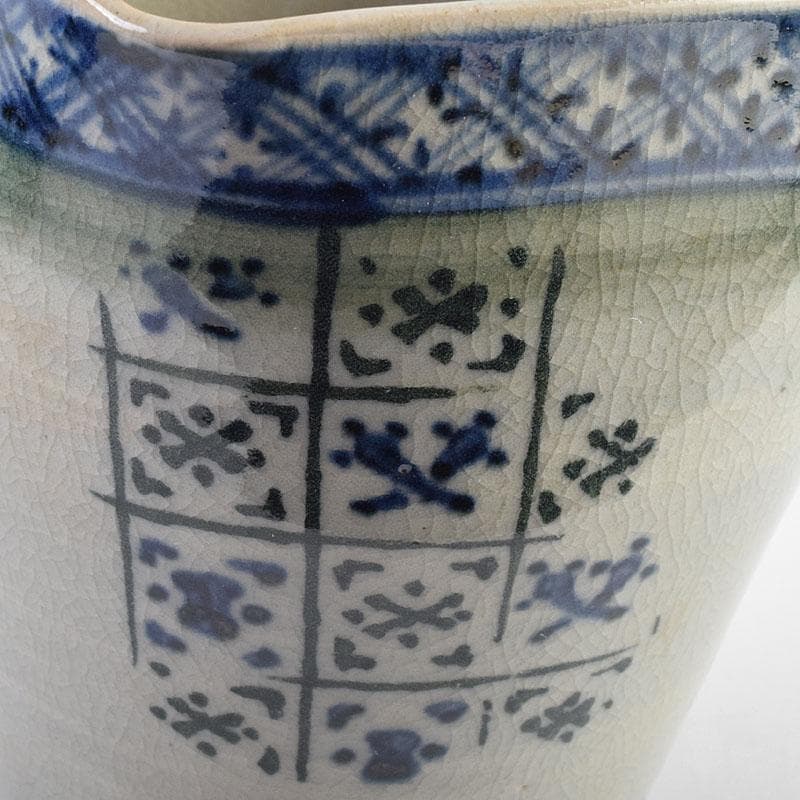 茶道具　瀬戸焼　染付　四方口　水指　時代箱　C　9046