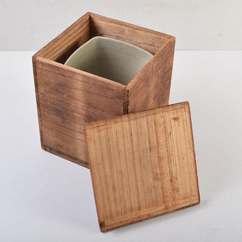 茶道具　瀬戸焼　染付　四方口　水指　時代箱　C　9046