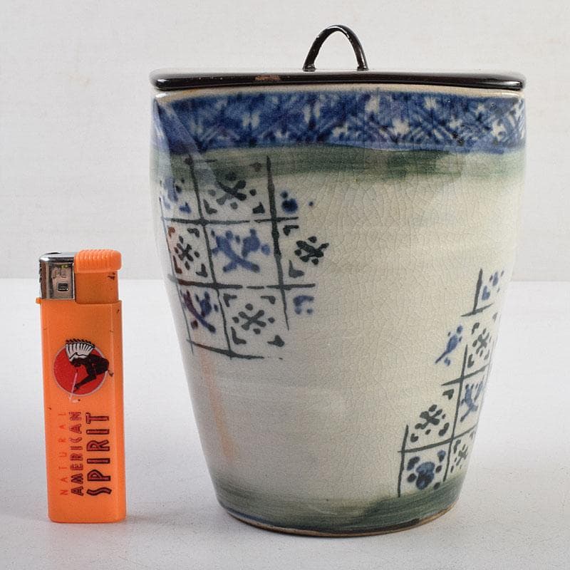 茶道具　瀬戸焼　染付　四方口　水指　時代箱　C　9046