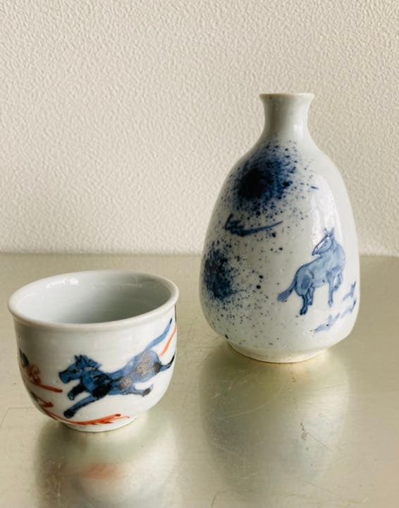 加藤静允　杉本立夫（泥牛）遊泥二人寄酒器　　第26回　京都　茶懐石　茶道　共箱