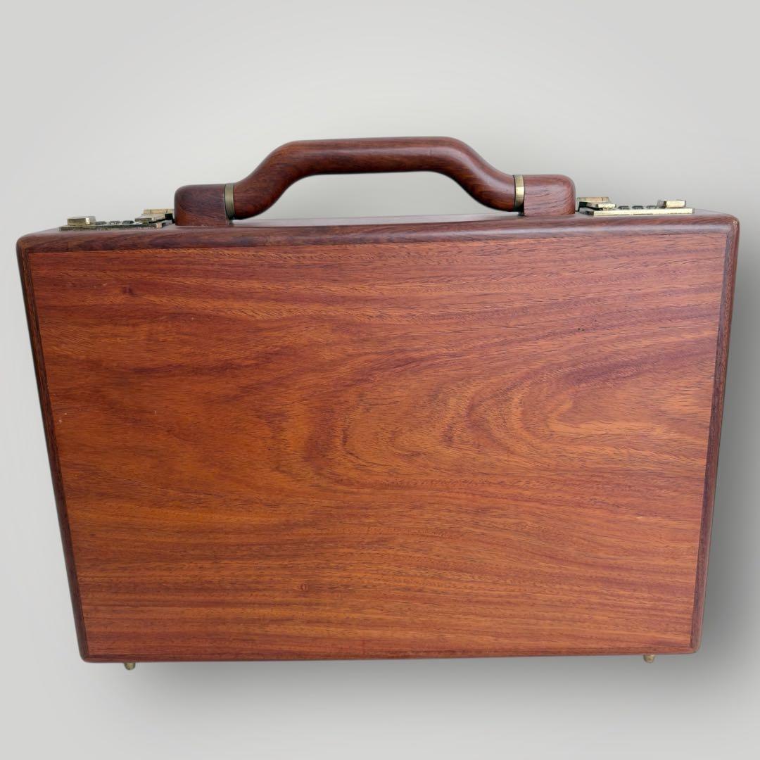 PRESTO アタッシュケース 木製 ダイヤルロック式 ブラウン ビジネス