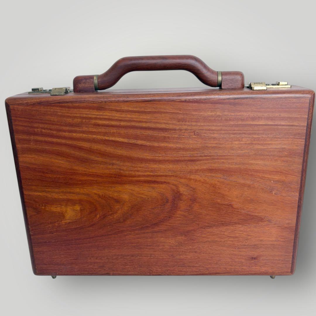 PRESTO アタッシュケース 木製 ダイヤルロック式 ブラウン ビジネス