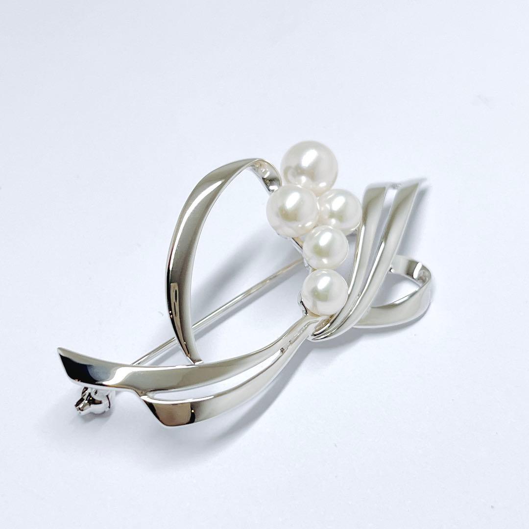 【未使用品】✨MIKIMOTO ミキモト パール　ブローチ　リーフ　リボン