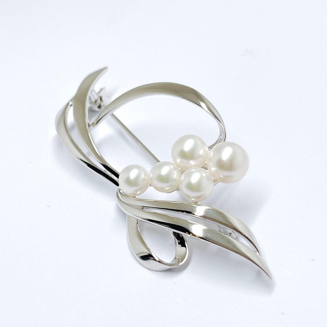 【未使用品】✨MIKIMOTO ミキモト パール　ブローチ　リーフ　リボン