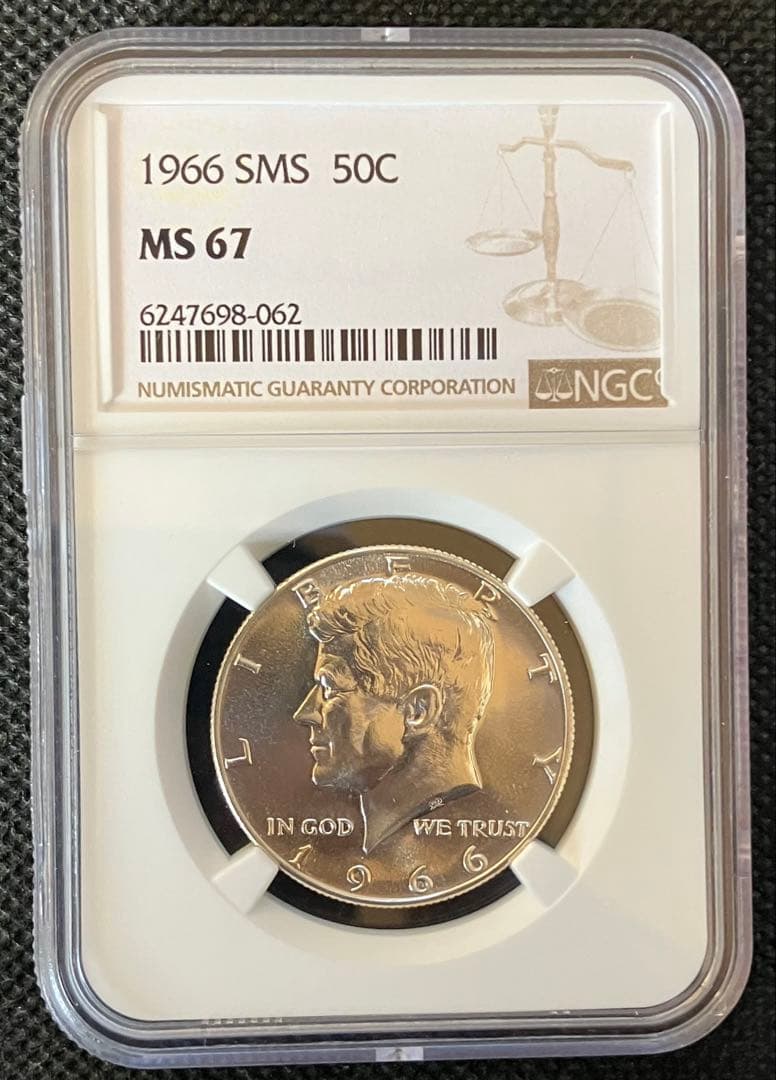 アメリカ 1966年 SMS .ケネディ ハーフダラー 銀貨 MS67