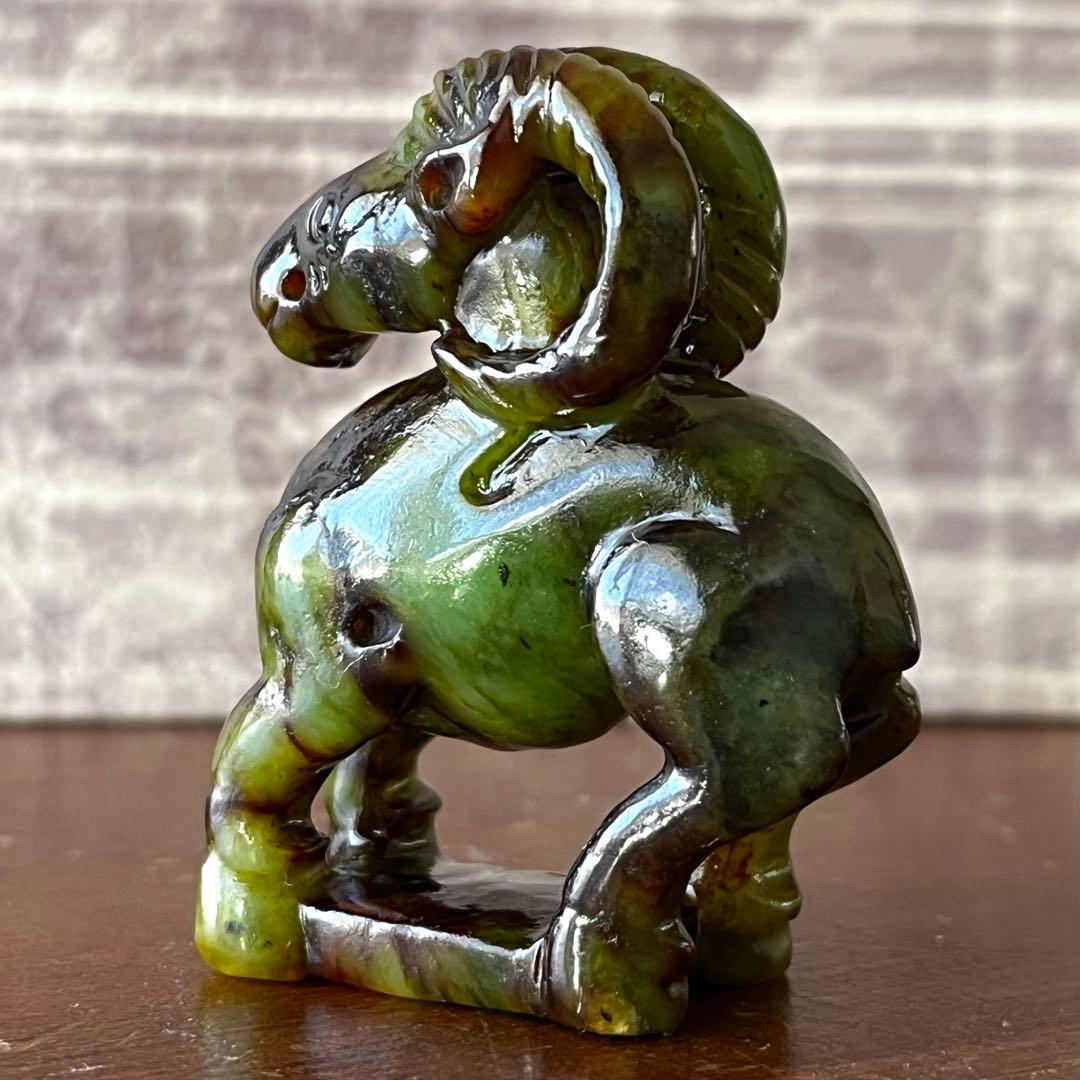 高品質 和田玉 碧玉 古翡翠 彫刻 羊 ネフライト 軟玉 アンティーク 希少品