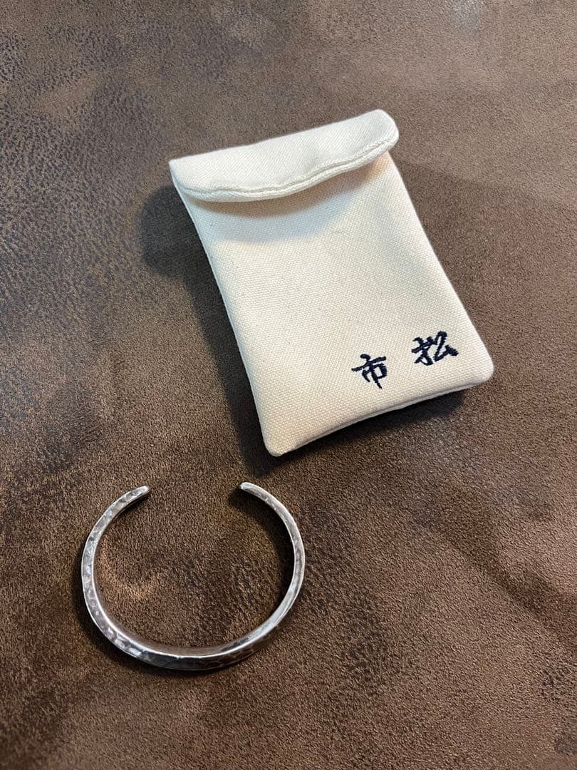 市松 シルバー スパイラル バングル 袋付き ブレスレット