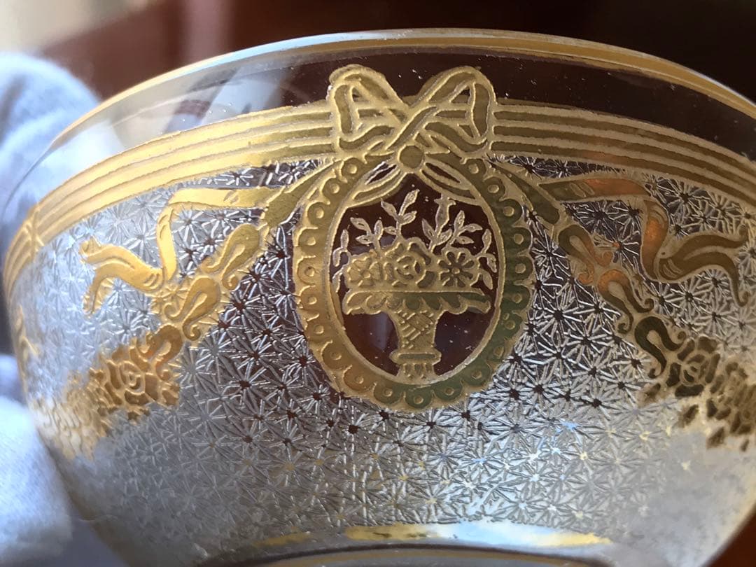 素敵な★オールドサンルイSt LouisサフォSaphoクリスタル石鹸入れ☆金彩