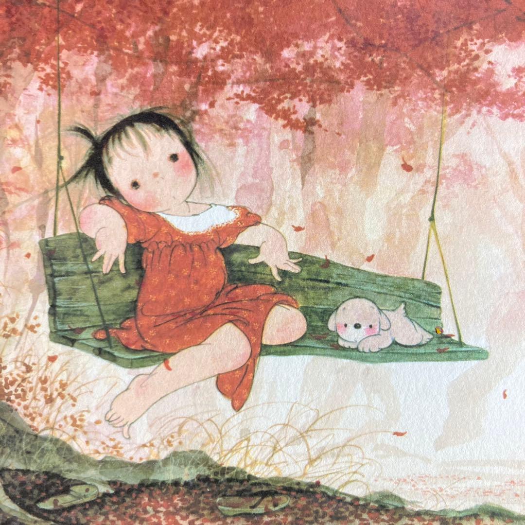 【真作保証】中島潔「秋」リトグラフ 直筆サイン 版画 絵画 額装