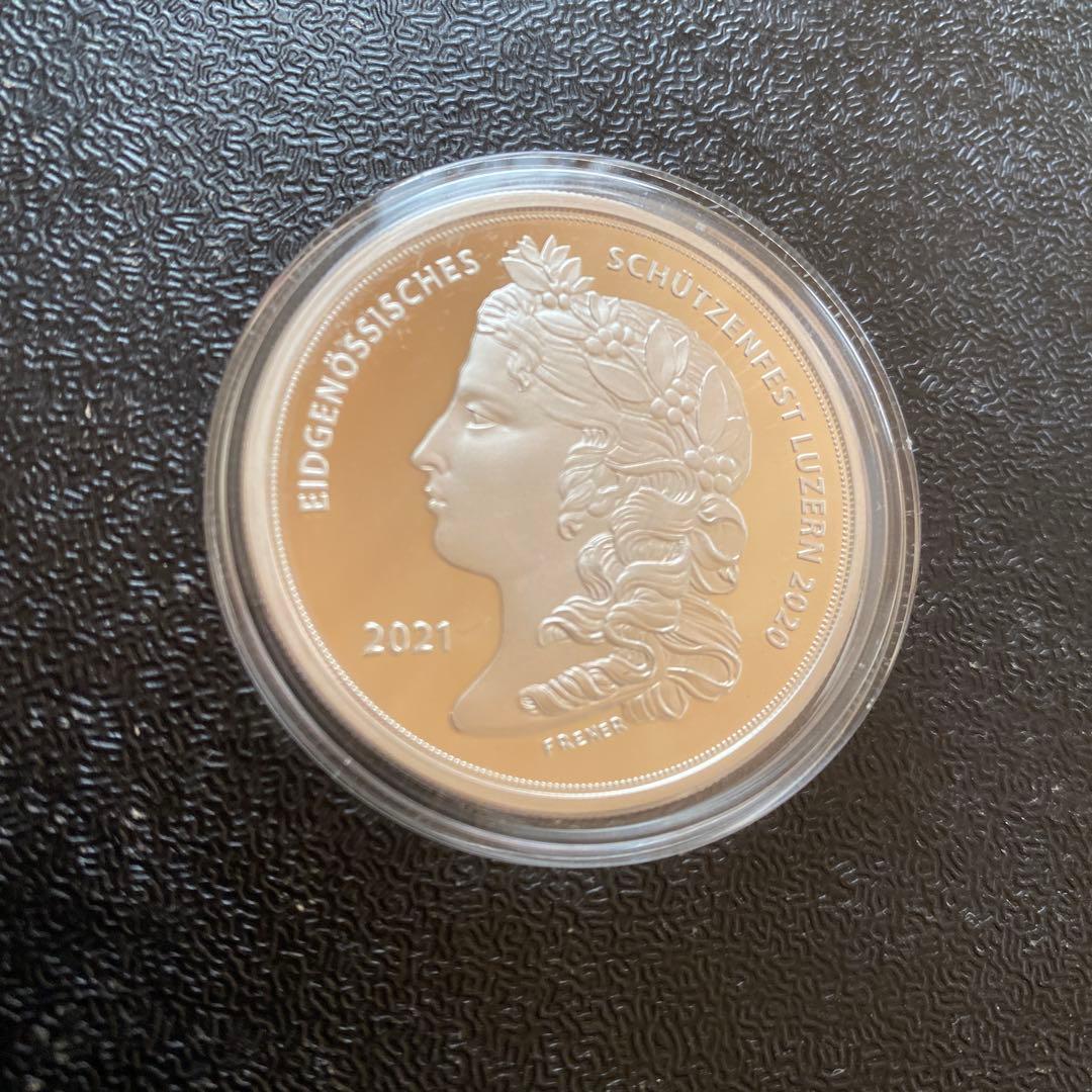 銀貨　シルバー　スイス 銀貨 連邦射撃祭 ルツェルン州　嘆きのライオン　ライオン