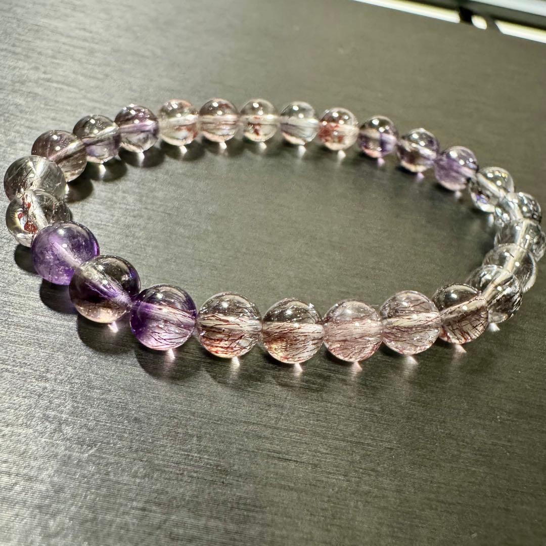 高品質 透明感◎ スーパーセブン 7mmアップ ブレスレット 天然石