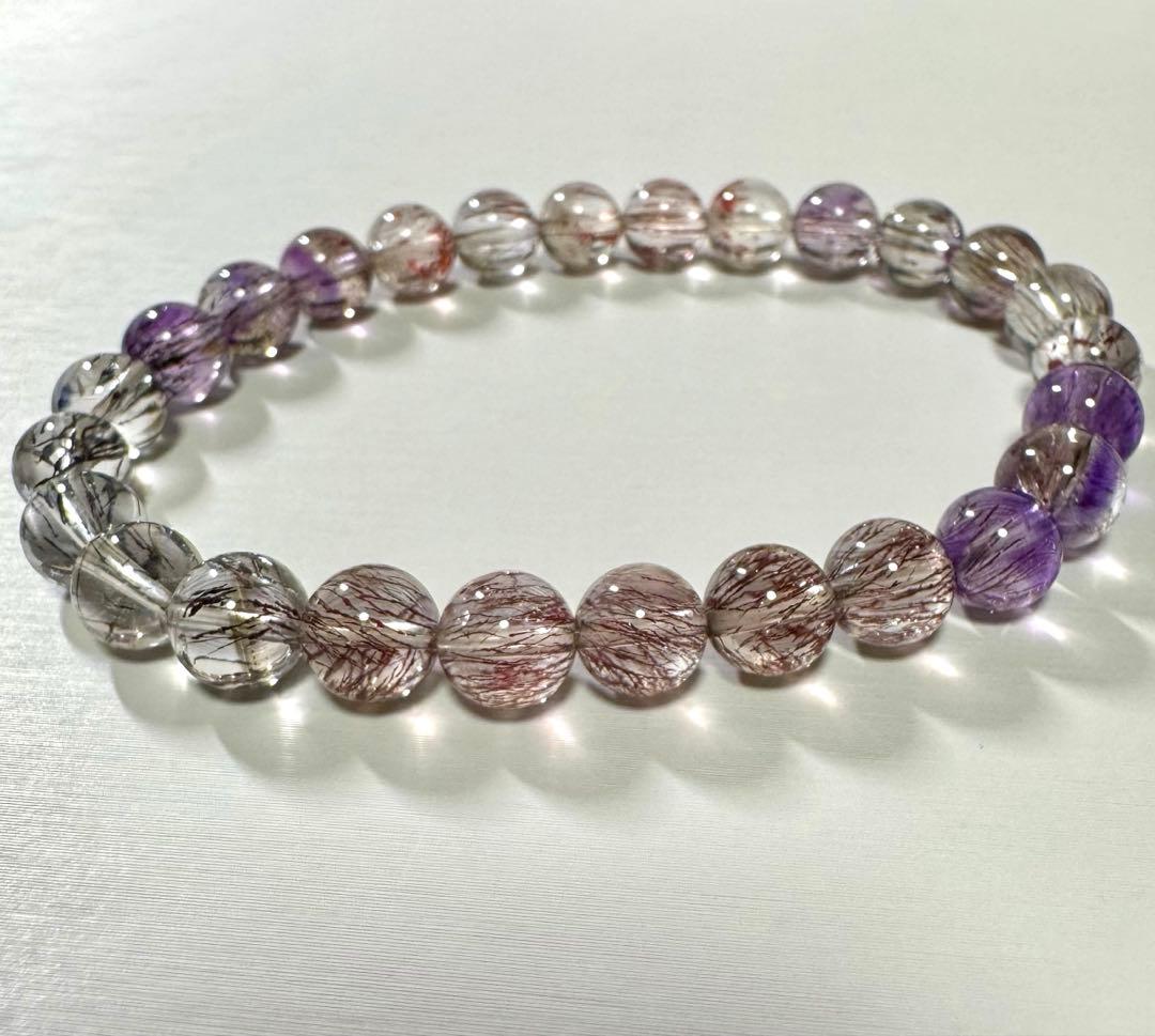 高品質 透明感◎ スーパーセブン 7mmアップ ブレスレット 天然石