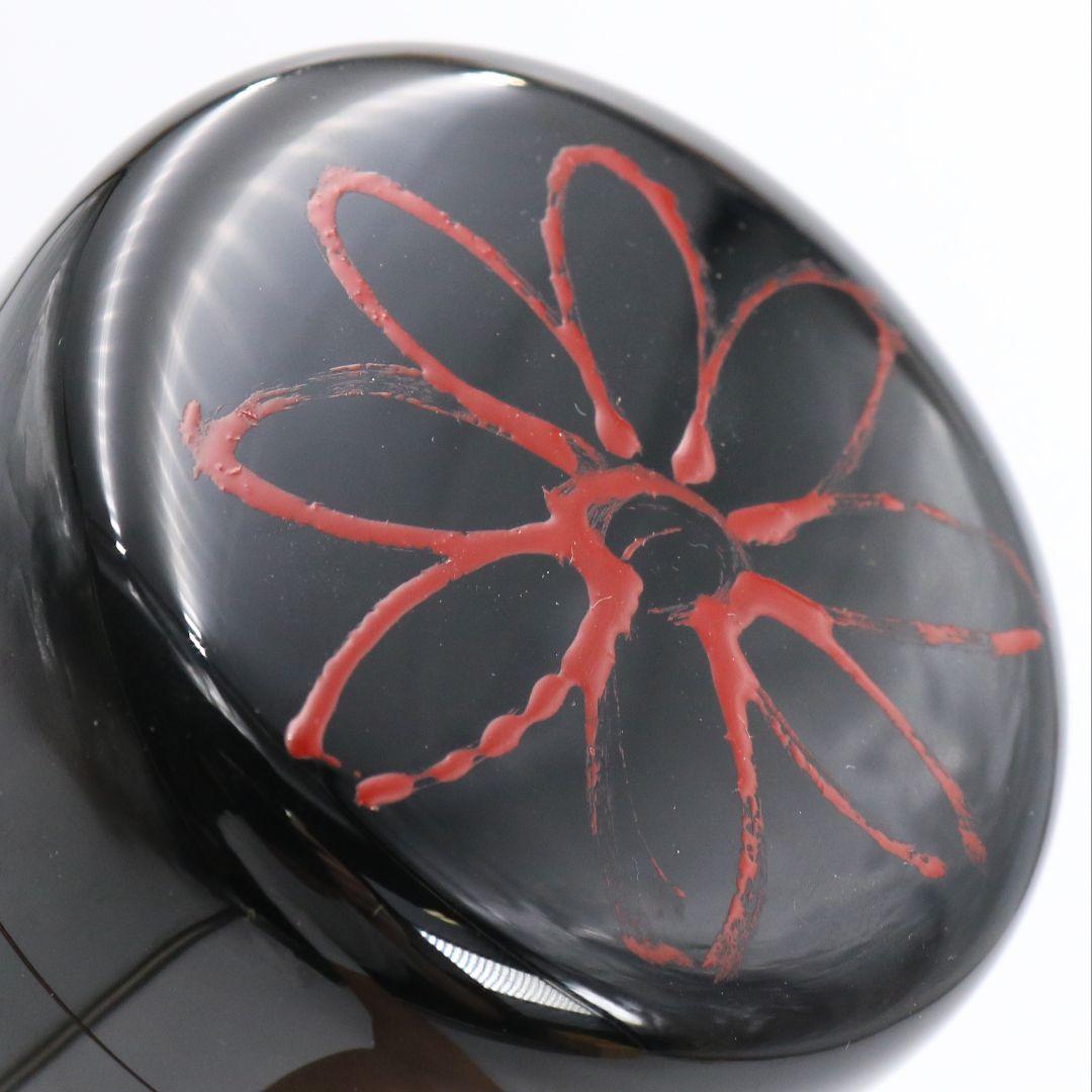 菊漆絵 黒大棗 内銀溜塗 堀内宗心(兼中斎)書付 在判 茶道具　M601　NT9