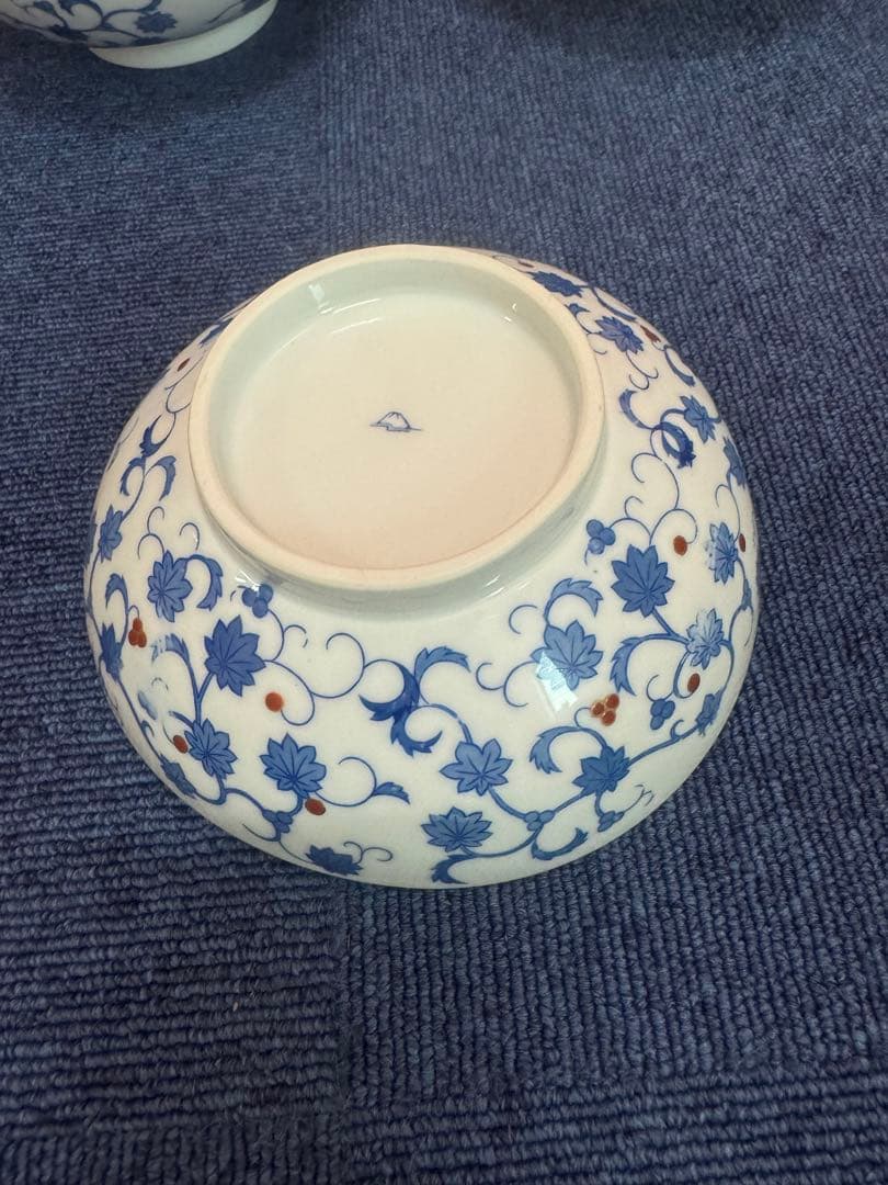 1699 深川製磁　花柄中鉢　8客　16cm 金彩