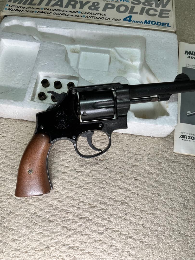 ネ*☆様 当時物 昭和マルシン　S&W ミリタリー&ポリス　4インチモデル　箱・