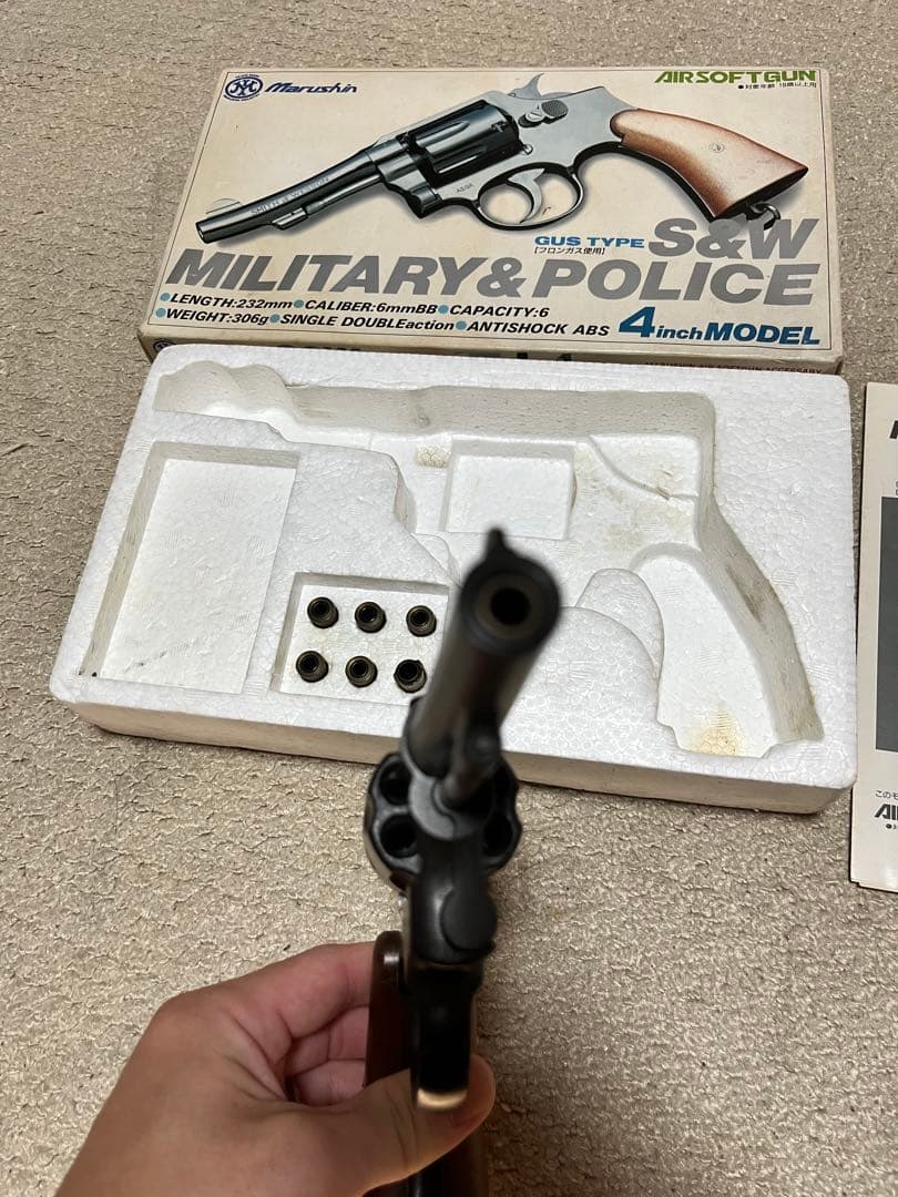 ネ*☆様 当時物 昭和マルシン　S&W ミリタリー&ポリス　4インチモデル　箱・
