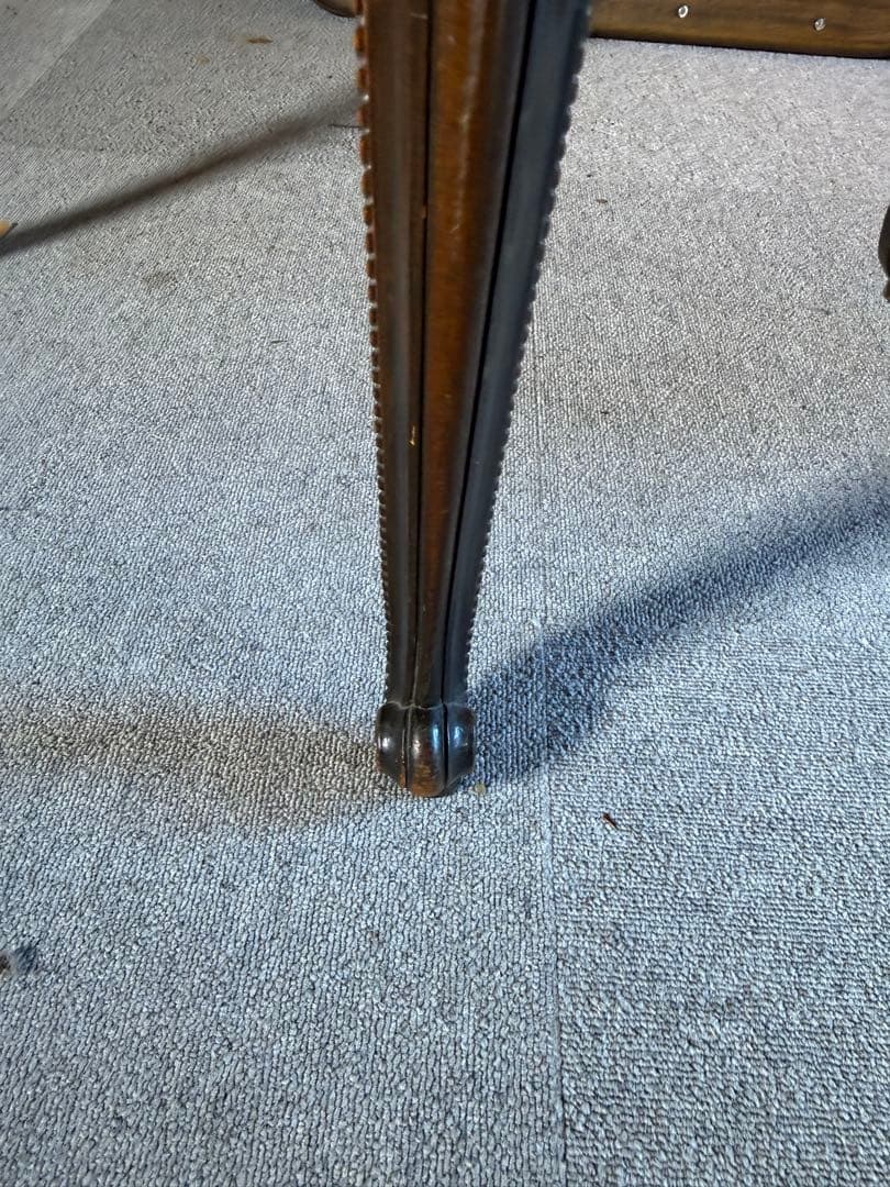 アンティーク 彫刻サロンテーブル 補強安定仕様 ロココ猫脚 直径90cm レトロ