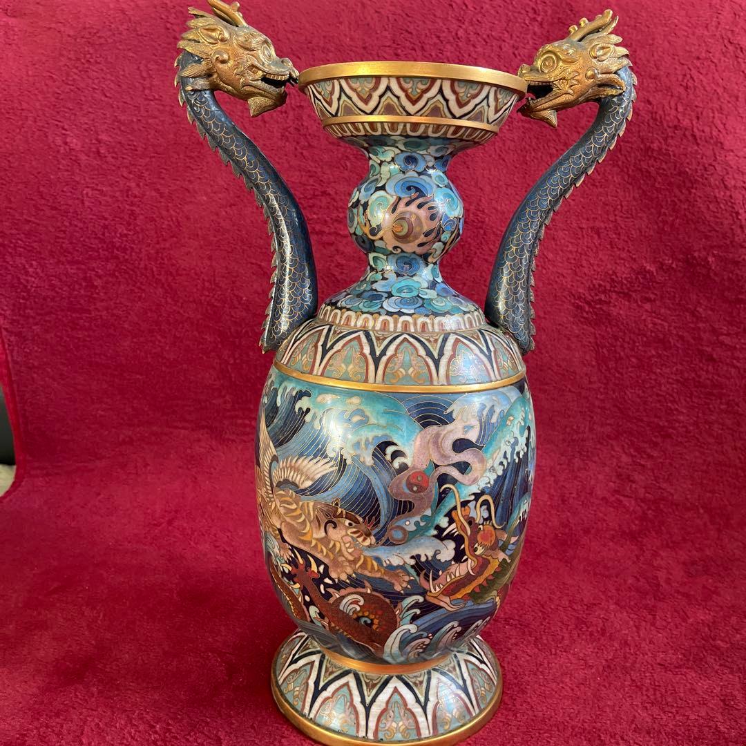 双龍、飛虎➖法蜋彩絵花瓶