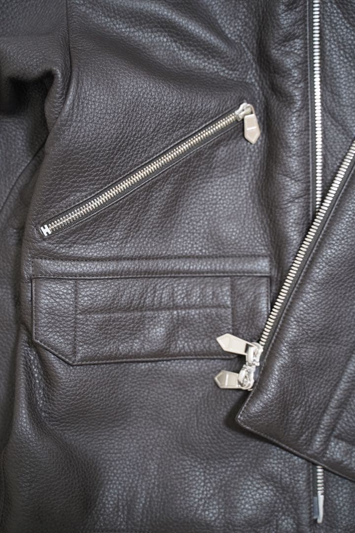 HERMÈS エルメス レザーブルゾン 48 ディアスキン ジャケット ブラウン