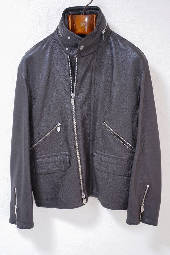 HERMÈS エルメス レザーブルゾン 48 ディアスキン ジャケット ブラウン