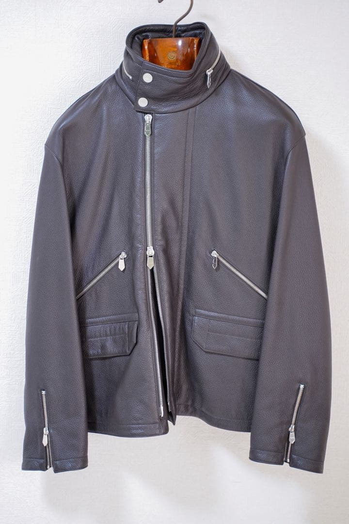 HERMÈS エルメス レザーブルゾン 48 ディアスキン ジャケット ブラウン