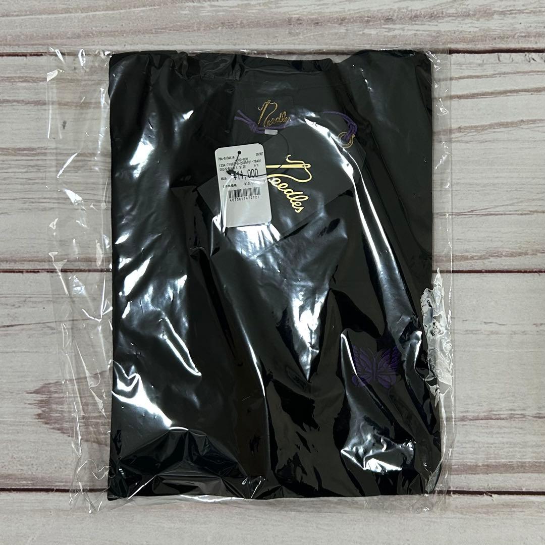 新品　needles パピヨン　刺繍　ポケット　Tシャツ　ブラック　S