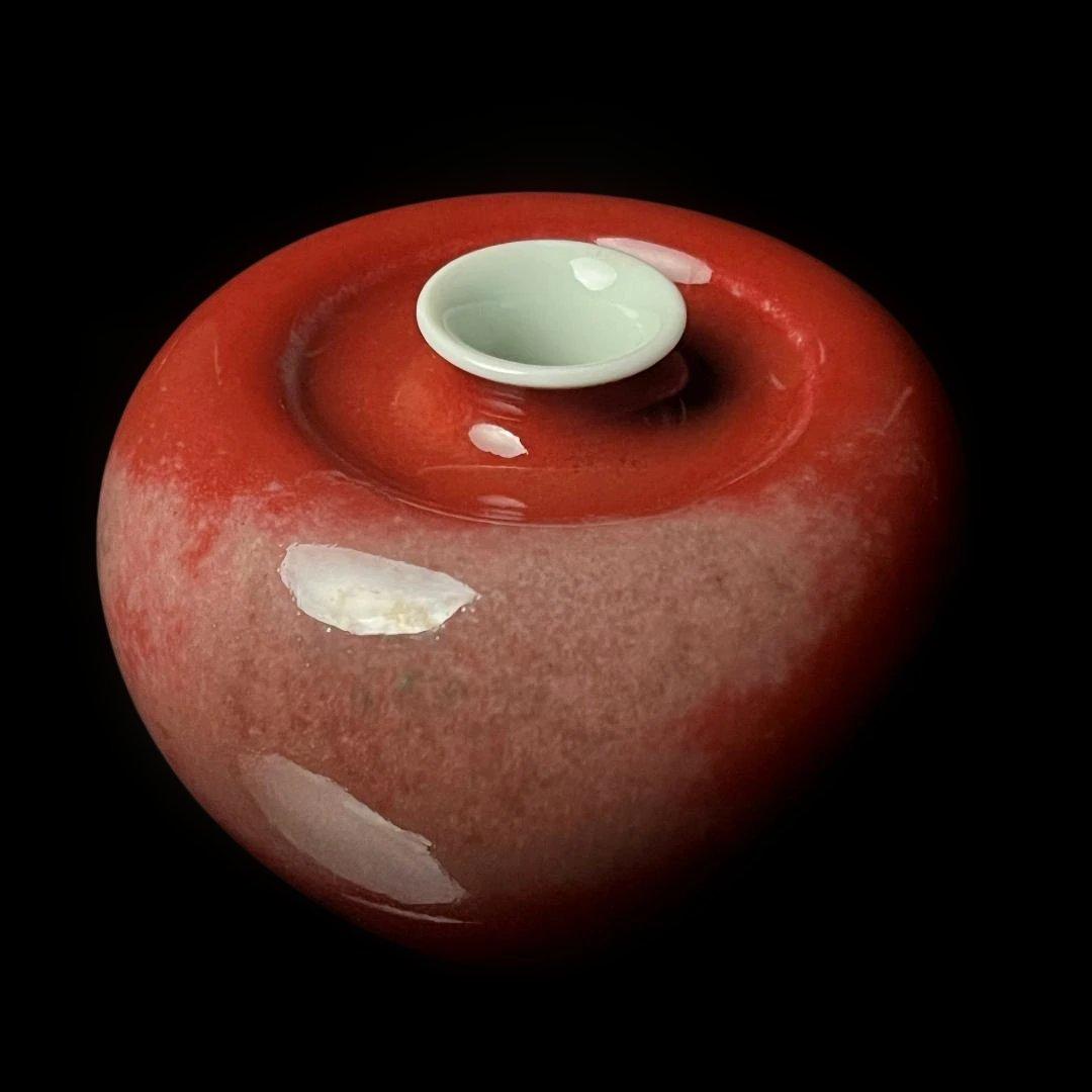 唐物 缸豆紅釉蘋果尊 大清康煕年製 款 中国古玩 美術 SH96