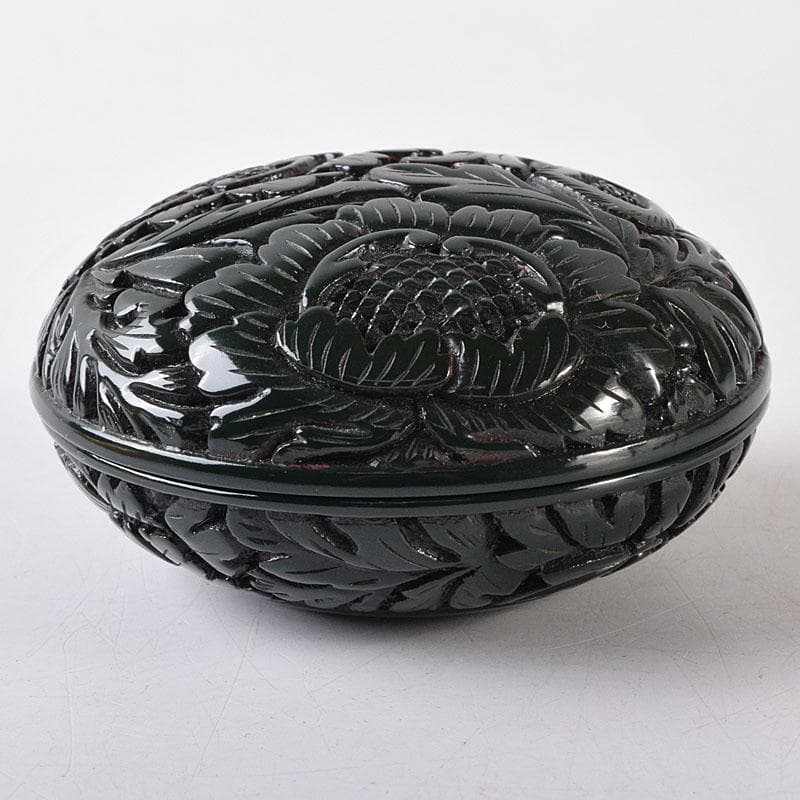 茶道具　村上堆朱　伝統工芸士　三野原晃一作　堆緑　香合　共布共箱　V　8191