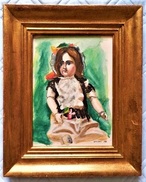 伊藤和生　「西洋人形」　1978年制作　水彩画　　F４号　額装 真作保証