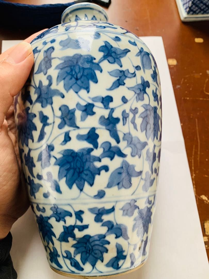 中国明時代染付花瓶(箱付き)