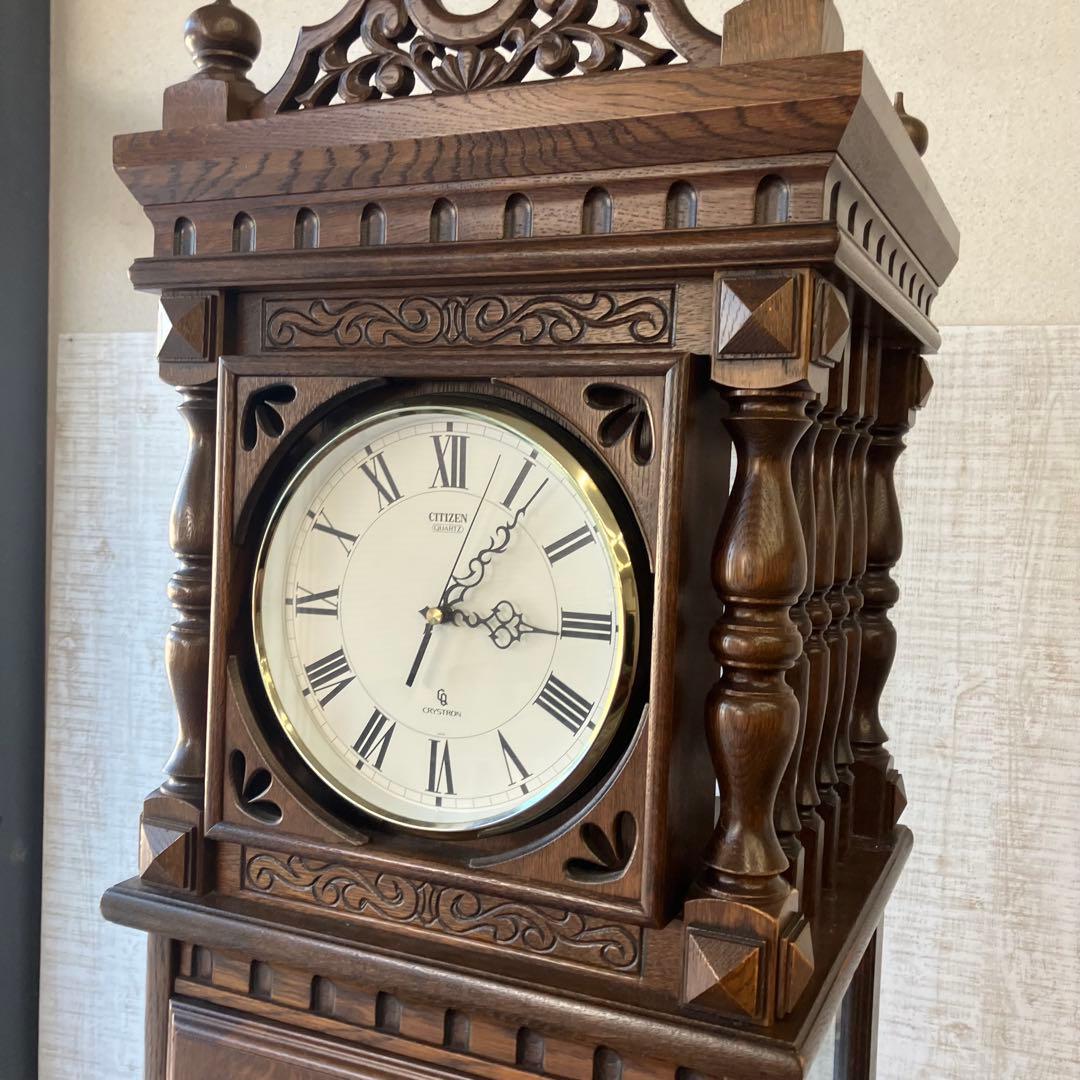 昭和レトロ シチズン クリストロン ホールクロック 柱時計 飾り棚ショーケース