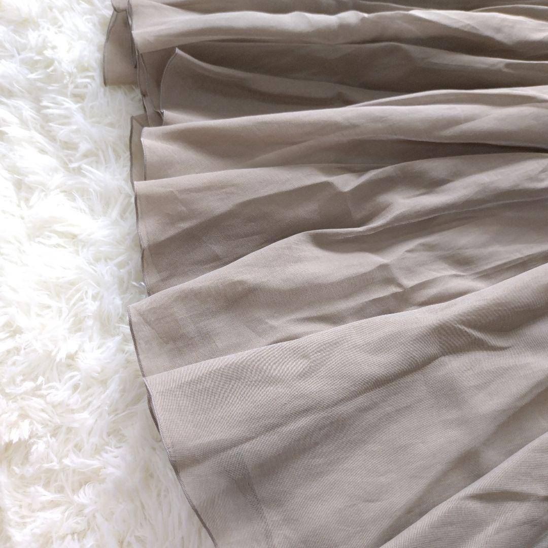 フォクシー コットンシルク混 シアーサーキュラースカート 38 ベージュ