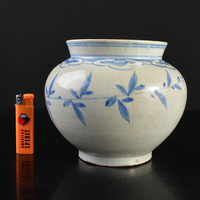 李朝　染付　花卉文　壷　花瓶　C　6288