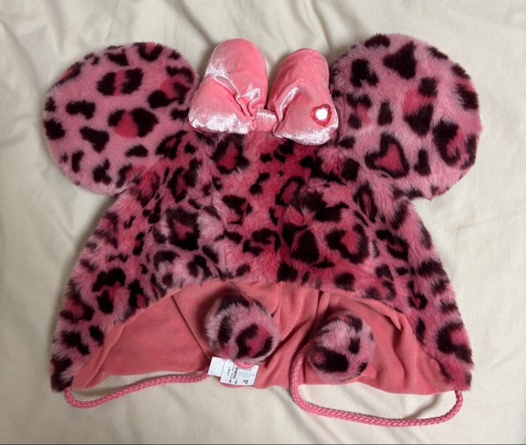 ディズニー　ファンキャップ　ミニー　ピンク　ヒョウ柄