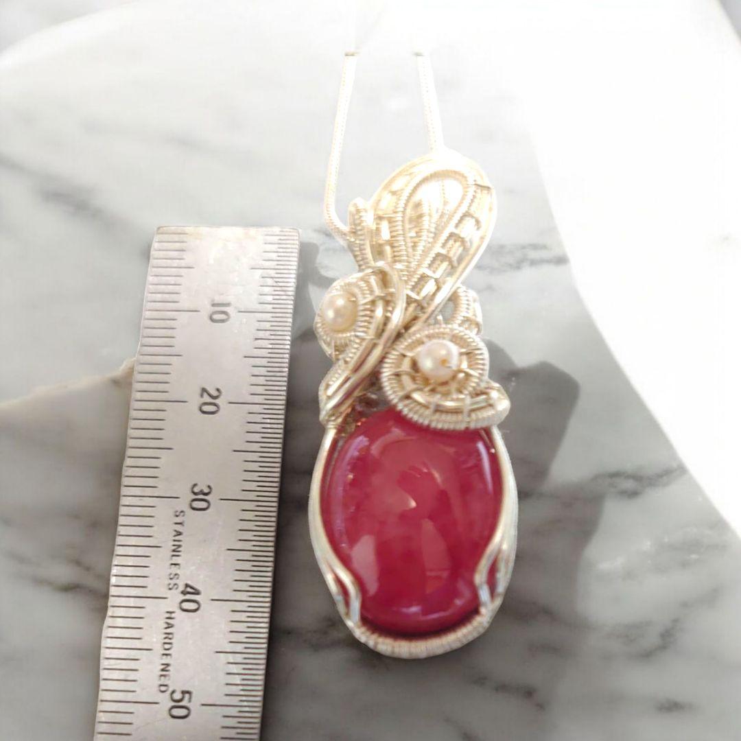 インカローズ✴ワイヤーラッピングネックレス