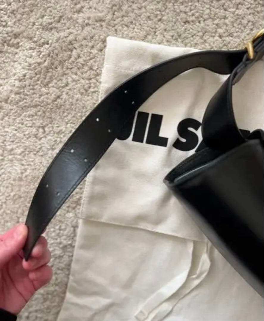 ［新春SALE］JIL SANDER カンノーロ　ブラックレザーショルダーバッグ