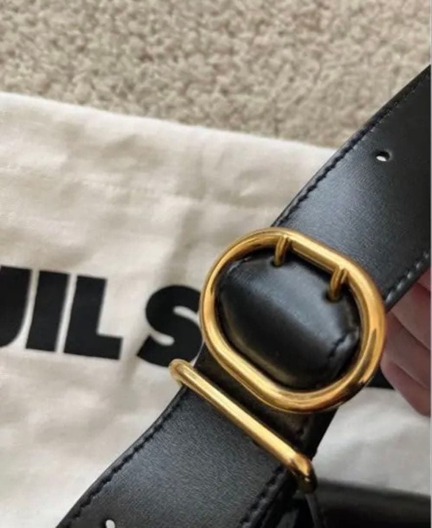 ［新春SALE］JIL SANDER カンノーロ　ブラックレザーショルダーバッグ