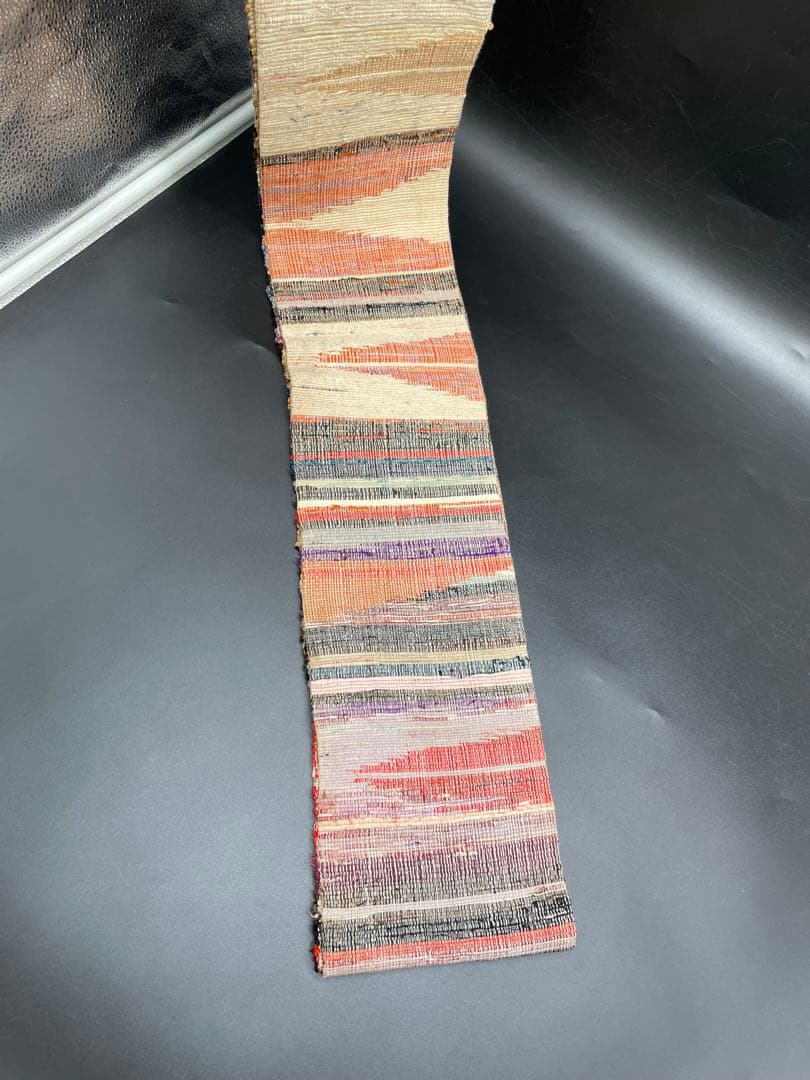 半幅帯　洒落帯　△ 裂織　木染め　アンティーク　古布　H12