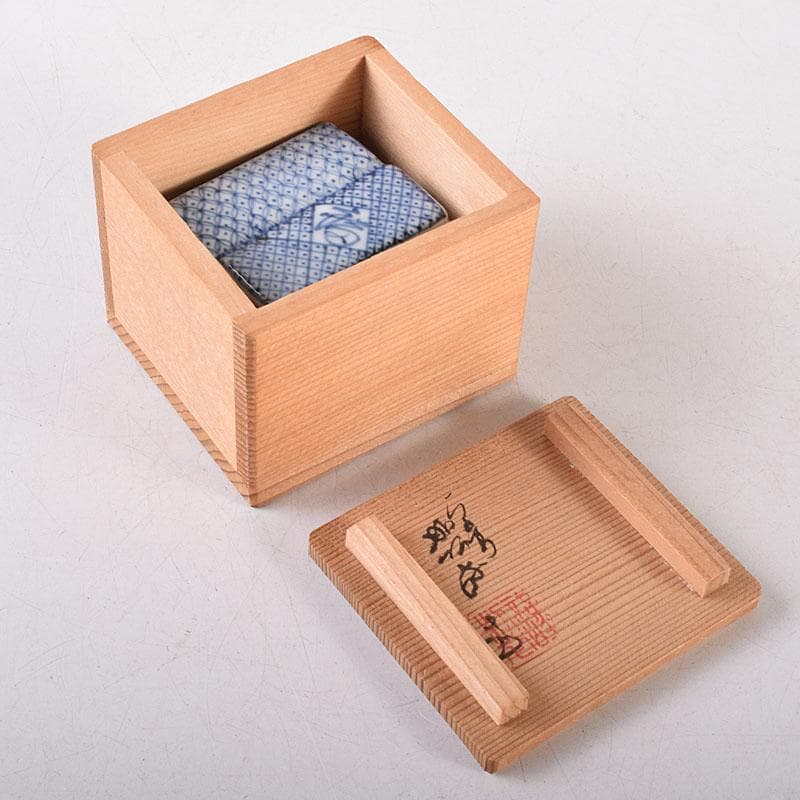 茶道具　京焼　高野昭阿弥造　染付　柚子木香合　共箱　V　8119