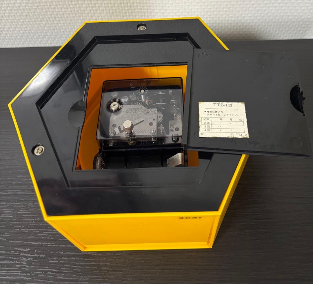 【昭和レトロ】セイコー 置き時計 イエロー 六角形 スペースエイジ 激レア