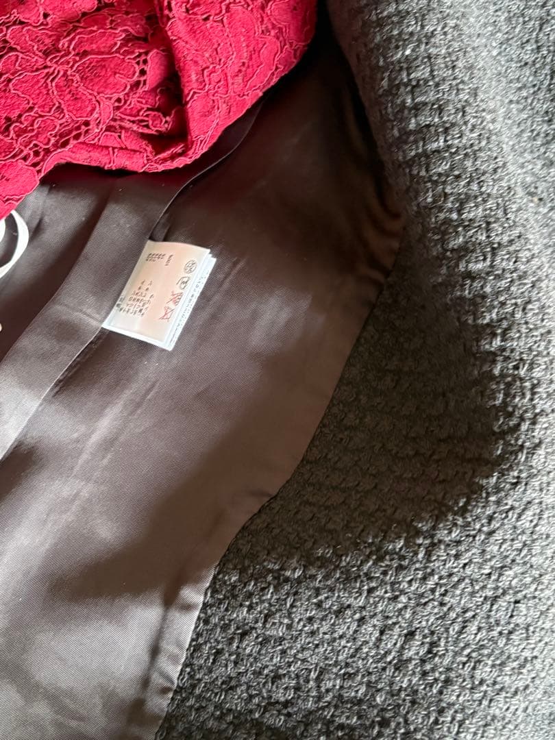 ８万円シルエット綺麗目　グレースコンチネンタル　ツィードハーフコート　ブラック