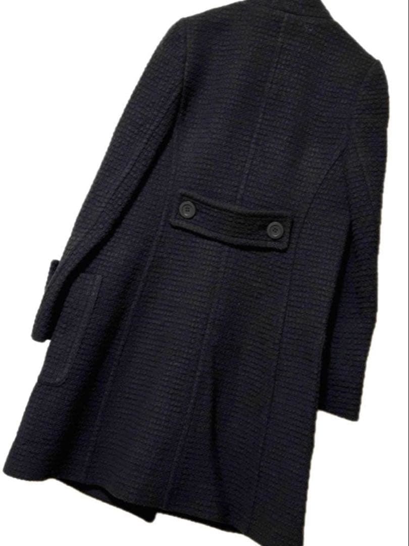 ８万円シルエット綺麗目　グレースコンチネンタル　ツィードハーフコート　ブラック