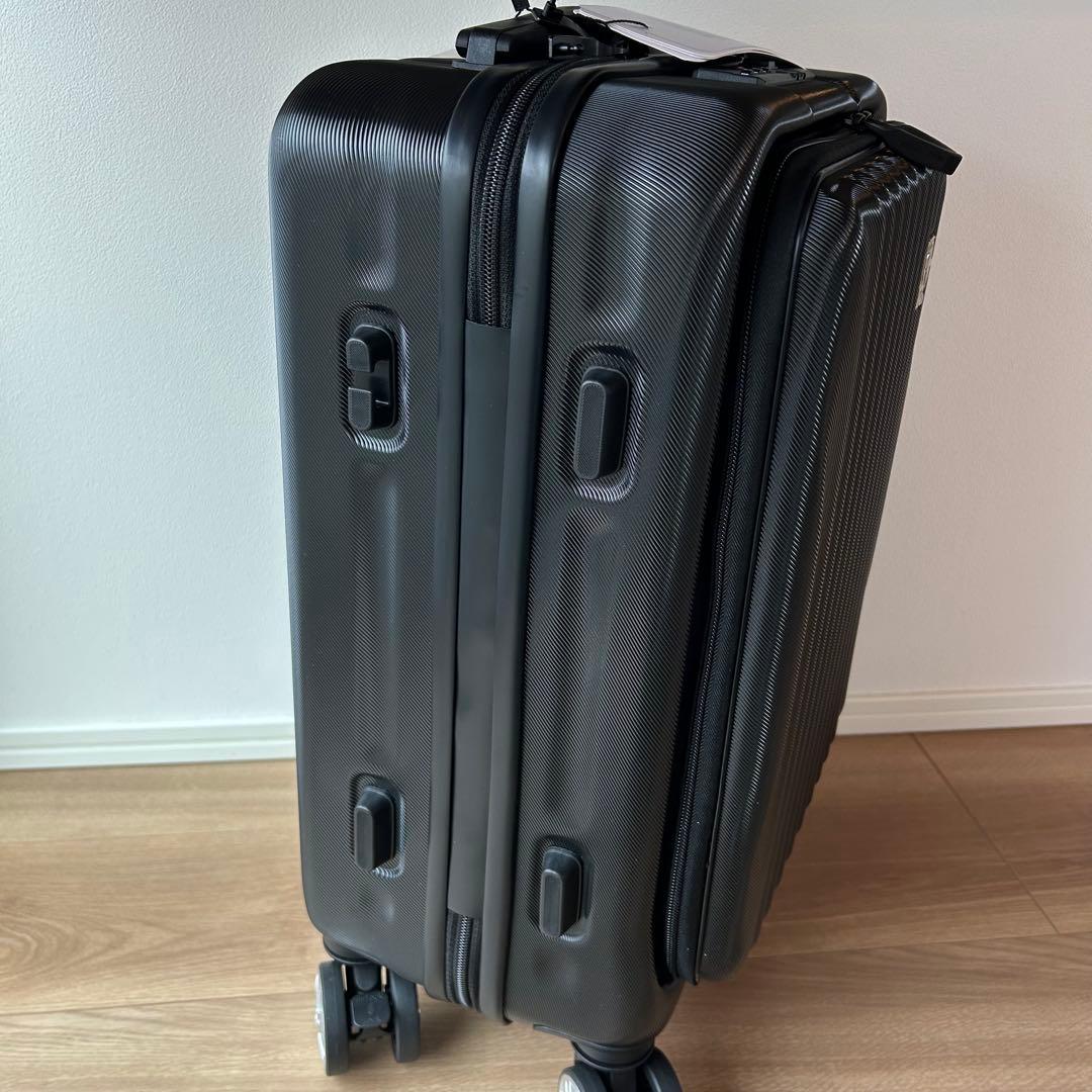 【Sブラック】スーツケース 機内持ち込み フロントオープン USB充電　キャリー