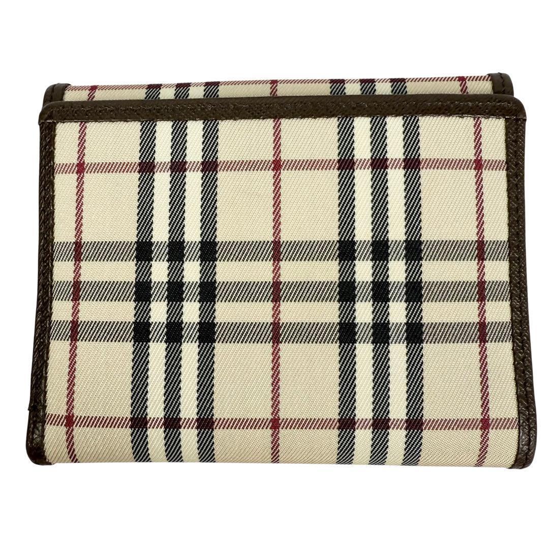 【極美品】バーバリーノバチェック 折り財布 サフィアーノ キャンバス ロゴ刻印