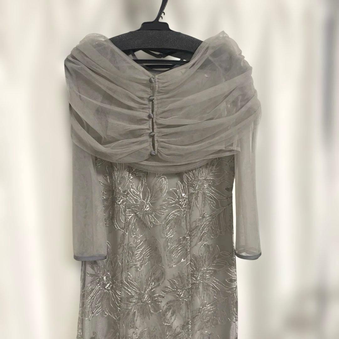 Lejaチュールオフショルダー花柄IラインワンピースドレスM