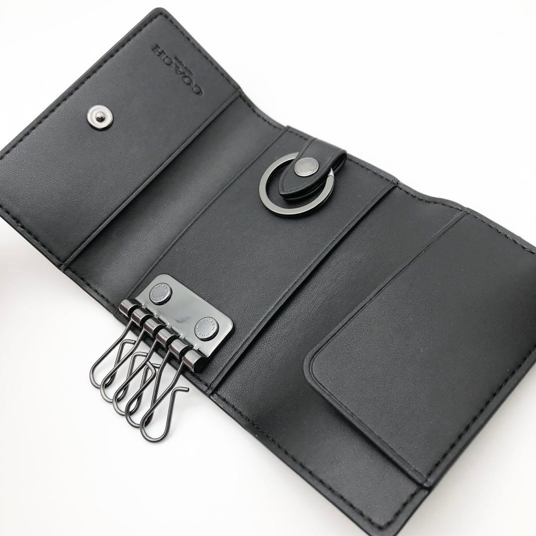 COACH 大人気！！ 5リング キーケース シグネチャー チャコール 新品