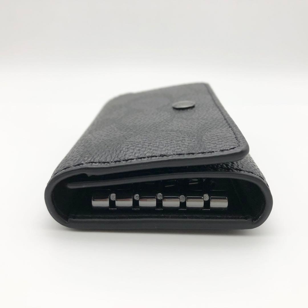 COACH 大人気！！ 5リング キーケース シグネチャー チャコール 新品