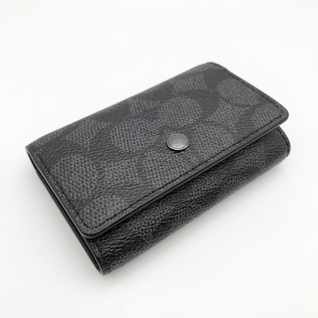 COACH 大人気！！ 5リング キーケース シグネチャー チャコール 新品