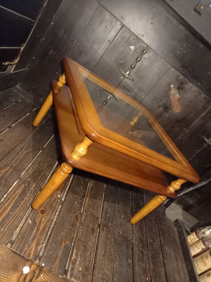 ぴぴ　様売約済　コロニアル　ディスプレイ　ガラス　ウッド　サイドテーブル